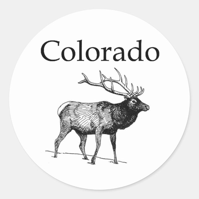 Colorado Elk (line art) Classic Round Sticker (Front)