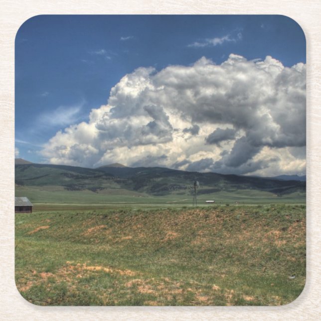 Colorado Farm Square Paper Coaster (Front)