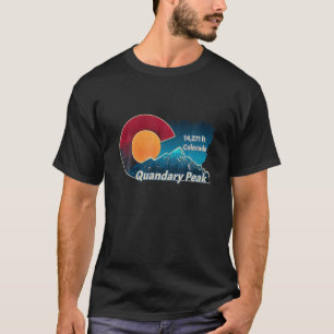 Colorado Flag And Mountain Styled Quandary Peak T-Shirt