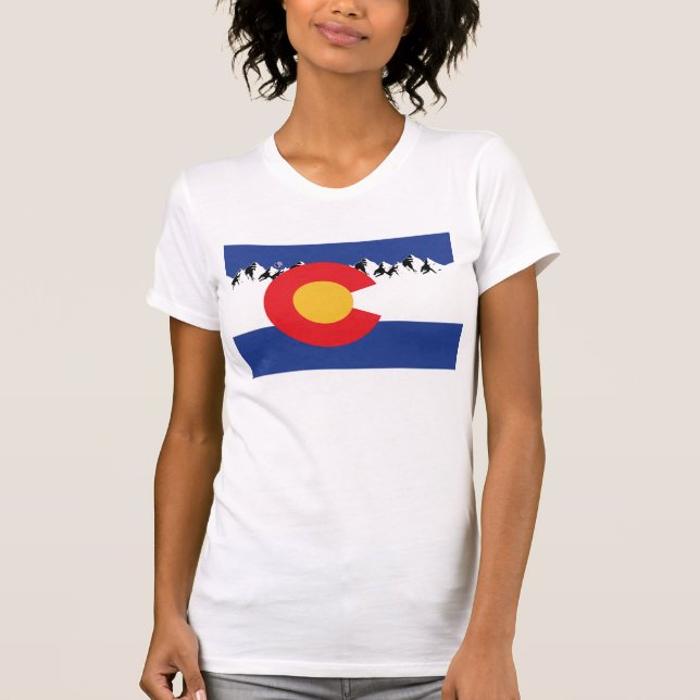 Colorado Flag and Mountains T-Shirt (Front)