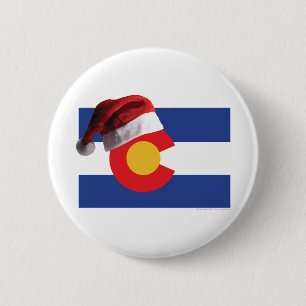 Colorado-Flag-and-Santa-Hat 6 Cm Round Badge