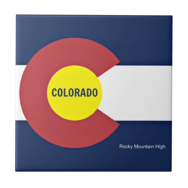 Colorado Flag and Slogan Ceramic Tile (Front)