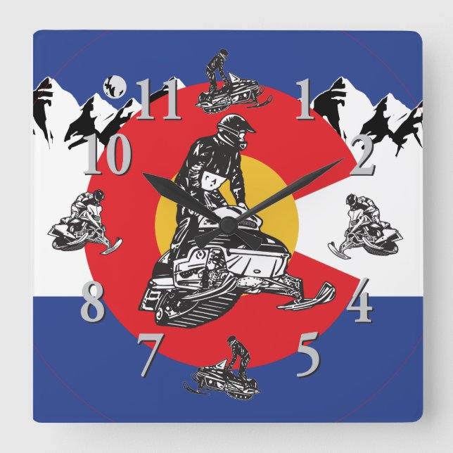 Colorado Flag and Snowmobile clock (Front)