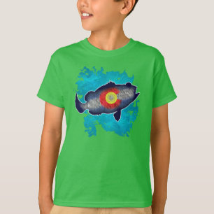 Colorado flag bass fish kids raglan shirt