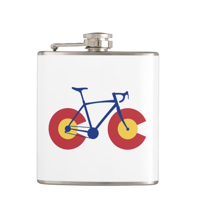 Colorado Flag Bicycle Hip Flask (Front)