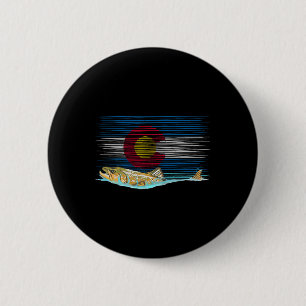 Colorado Flag Brown Trout Fly Fishing Fisherman Vi 6 Cm Round Badge