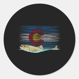 Colorado Flag Brown Trout Fly Fishing Fisherman Vi Classic Round Sticker