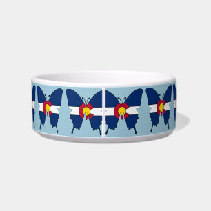 Colorado flag butterfly medium pet dish