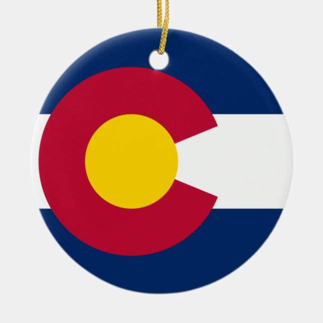 Colorado Flag Ceramic Tree Decoration (Front)
