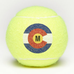 Colorado flag custom monogrammed yellow tennis balls
