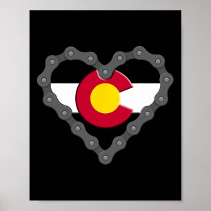 Colorado Flag Cycling Mountain Biking Men Women Ki Poster