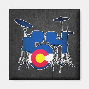 Colorado flag drums square magnet