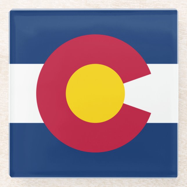 Colorado Flag Glass Coaster (Front)