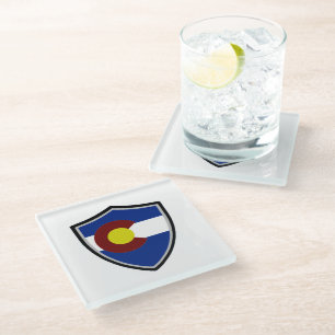 Colorado flag glass coaster