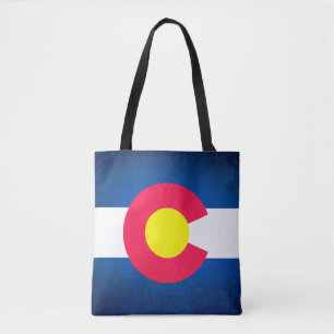 Colorado flag grunge fade all over print tote bag