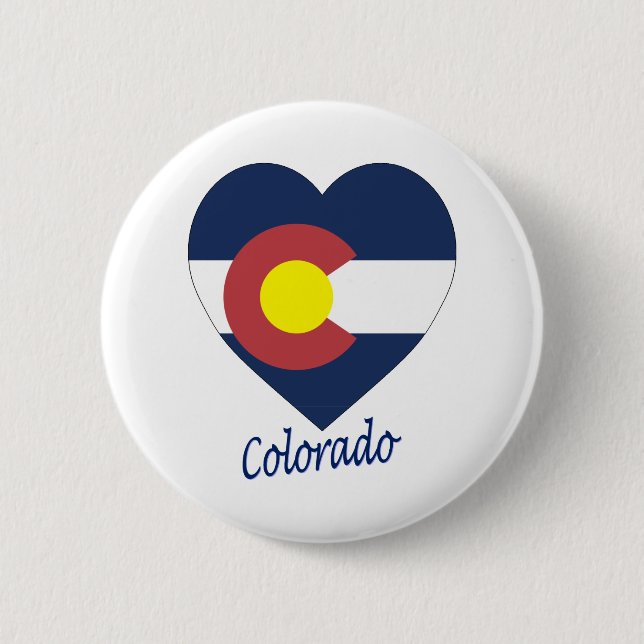 Colorado Flag Heart 6 Cm Round Badge (Front)