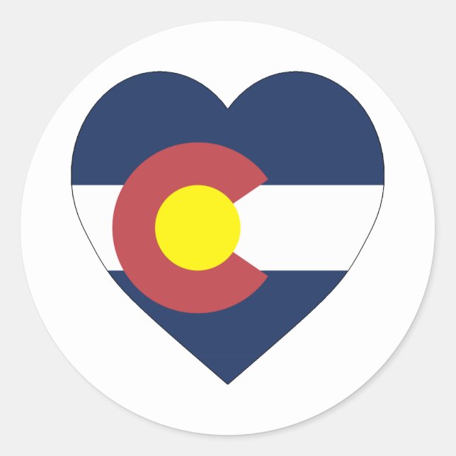 Colorado Flag Heart Classic Round Sticker (Front)