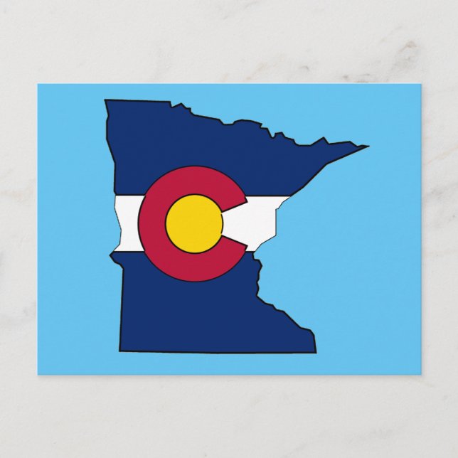 Colorado flag Minnesota outline postcard (Front)