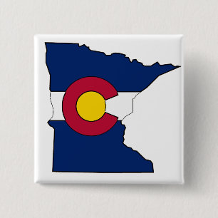 Colorado flag Minnesota outline square button