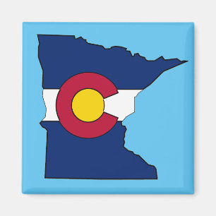 Colorado flag Minnesota outline square magnet