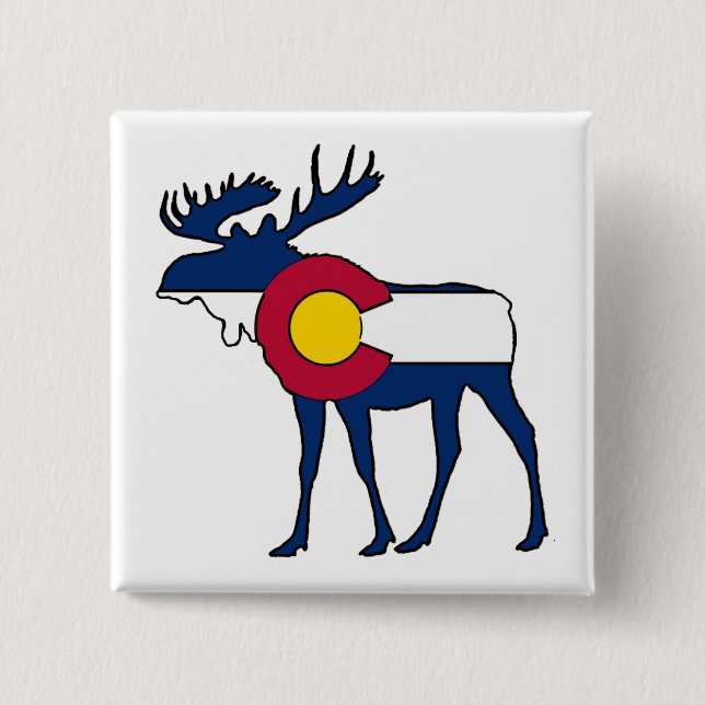 Colorado flag moose square button (Front)