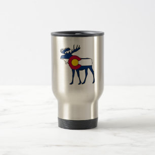 Colorado flag moose stainless travel mug