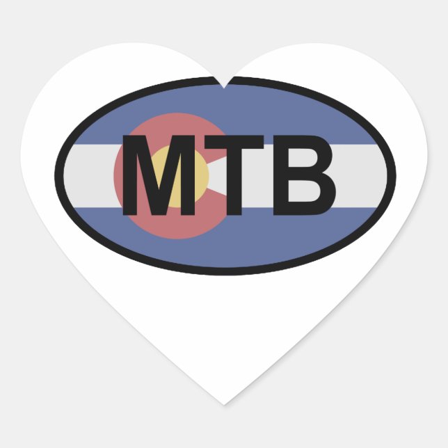 Colorado Flag Mountain Bike Heart Sticker (Front)