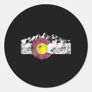 Colorado Flag Mountains Distressed Classic Round Sticker