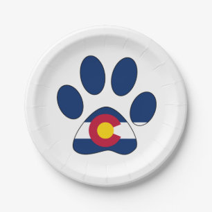 Colorado flag paw print paper plates