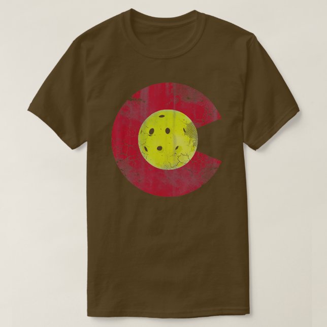Colorado Flag Pickleball Player Team Men Women  T-Shirt (Design Front)