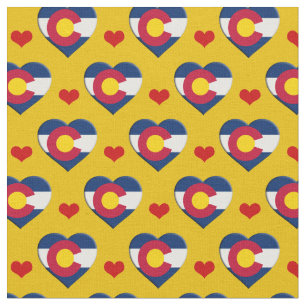 Colorado Flag, Red Heart, GOLD fashion Fabric /USA