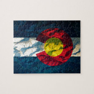 Colorado flag Rock Mountains Jigsaw Puzzle