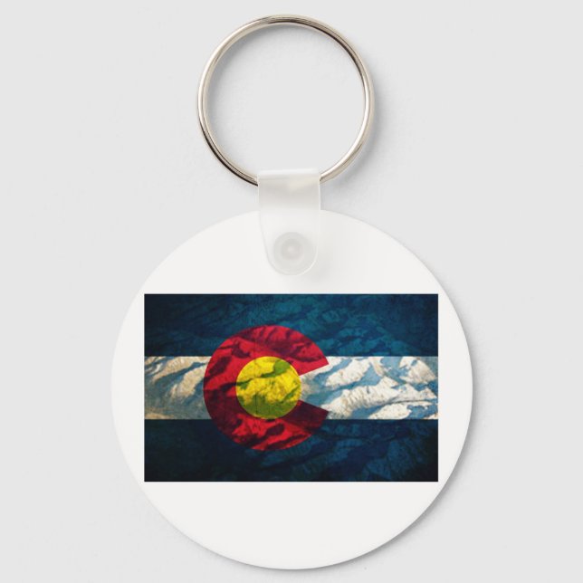 Colorado flag Rock Mountains Key Ring (Front)