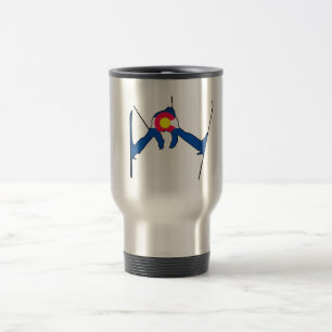 Colorado flag skier travel mug