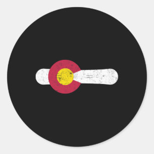Colorado Flag Snowboard Powder Snow Ski Aspen Snow Classic Round Sticker