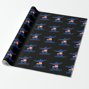 Colorado flag snowboarder wrapping paper