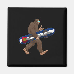 Colorado Flag Snowboarding Bigfoot For Snowboarder Magnet