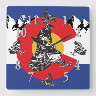 Colorado Flag Snowmobile Clock