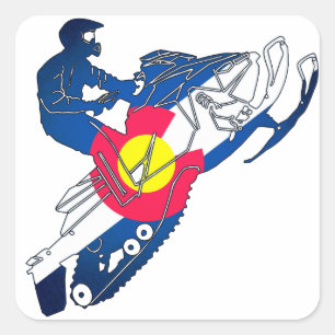 Colorado flag snowmobile square stickers