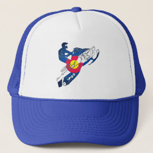 Colorado flag snowmobile trucker hat