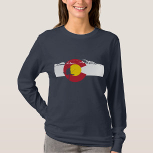 Colorado Flag T-Shirt - Skier - Rocky Mountains