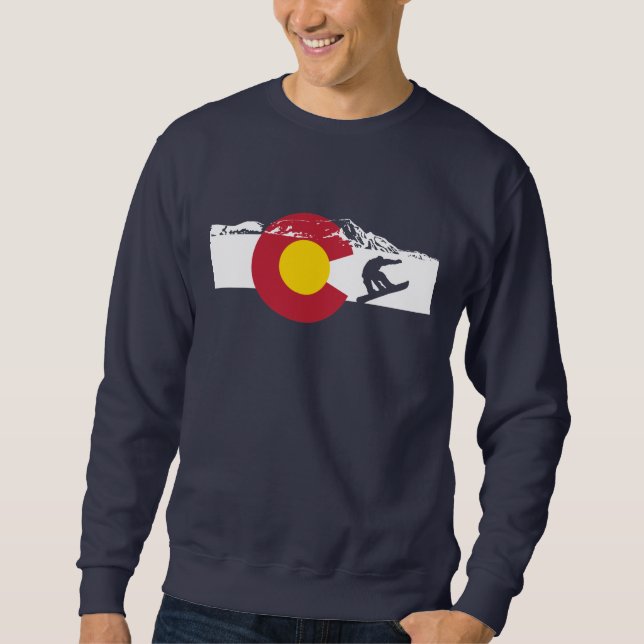 Colorado Flag T-Shirt - Snowboarder - Snowboard Sweatshirt (Front)