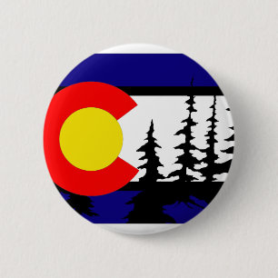Colorado Flag Tree Silhouette 6 Cm Round Badge