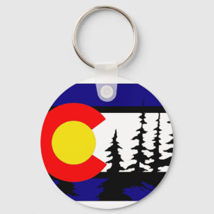 Colorado Flag Tree Silhouette Key Ring