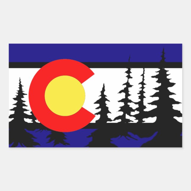 Colorado Flag Tree Silhouette Rectangular Sticker (Front)