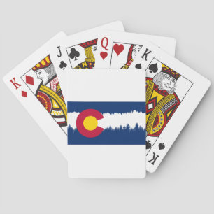 Colorado Flag Treeline Silhouette Playing Cards