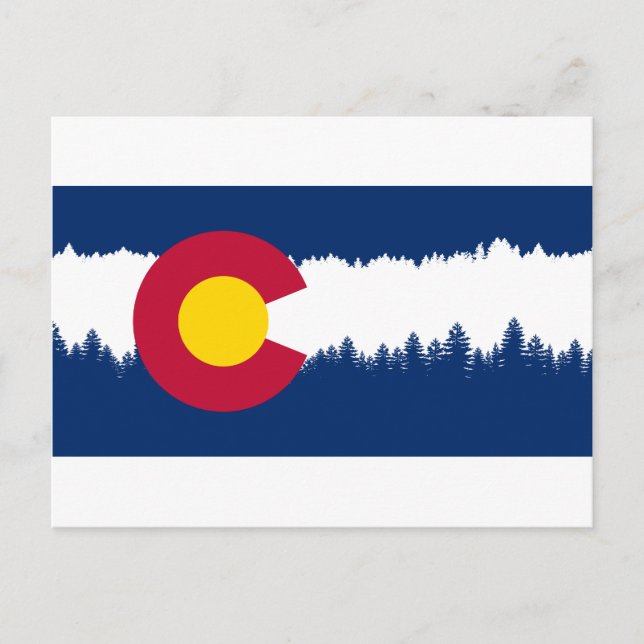 Colorado Flag Treeline Silhouette Postcard (Front)