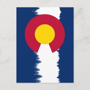 Colorado Flag Treeline Silhouette Postcard