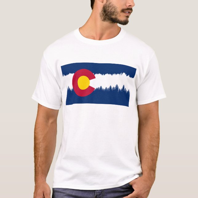 Colorado Flag Treeline Silhouette T-Shirt (Front)