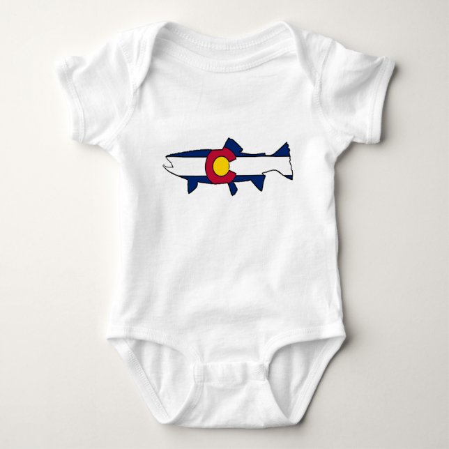 Colorado flag trout fish baby outfit bodysuit (Front)